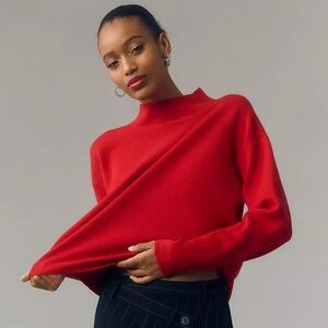 Maeve by Anthropologie The Carys Mock-Neck Sweater in Red